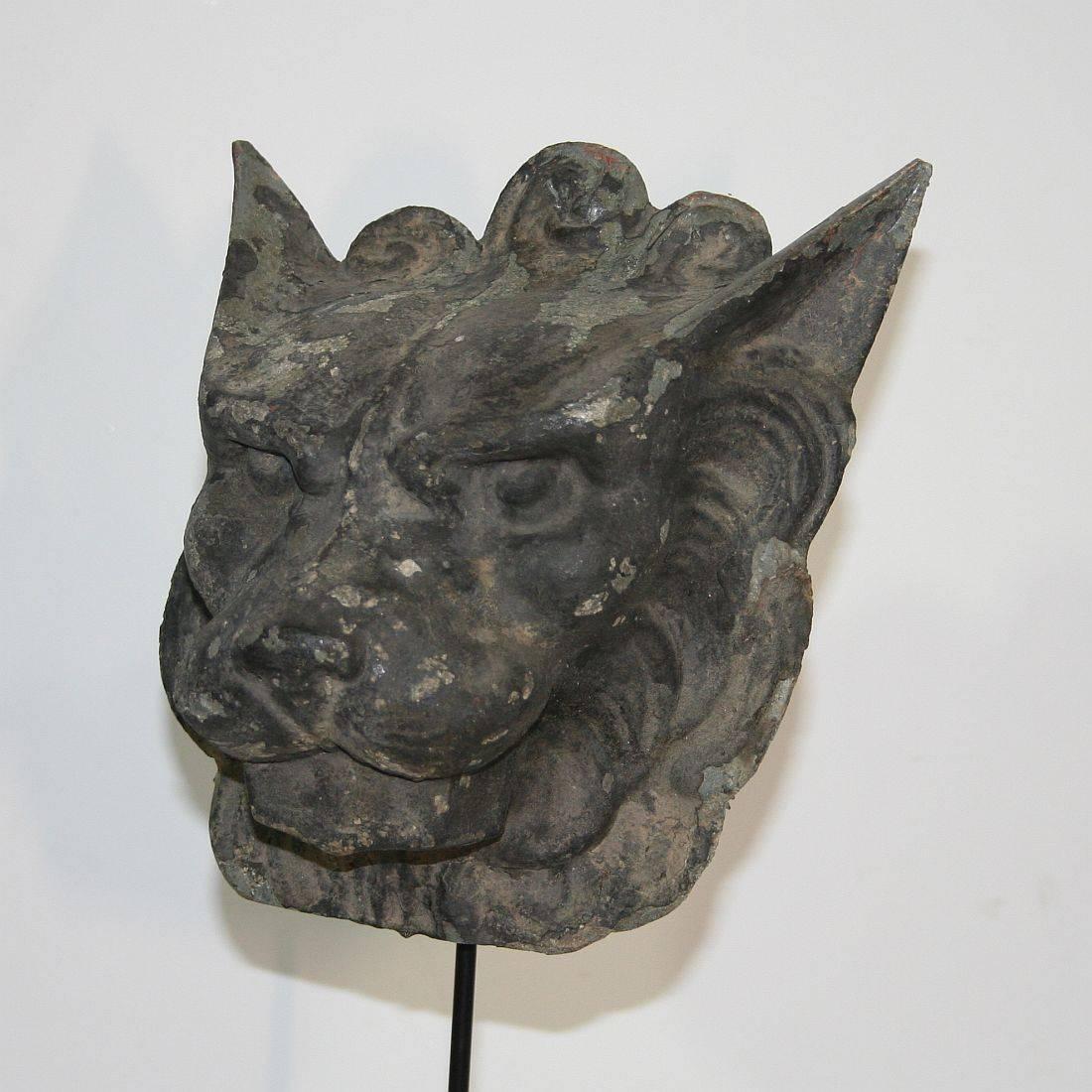 Couple of 19th Century, French Zinc Lion Head Fragments 11