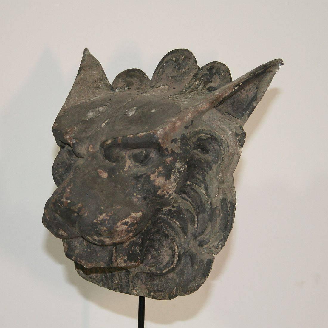 Couple of 19th Century, French Zinc Lion Head Fragments 2