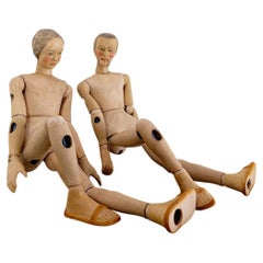 Antique Couple of articulated terracotta mannequins