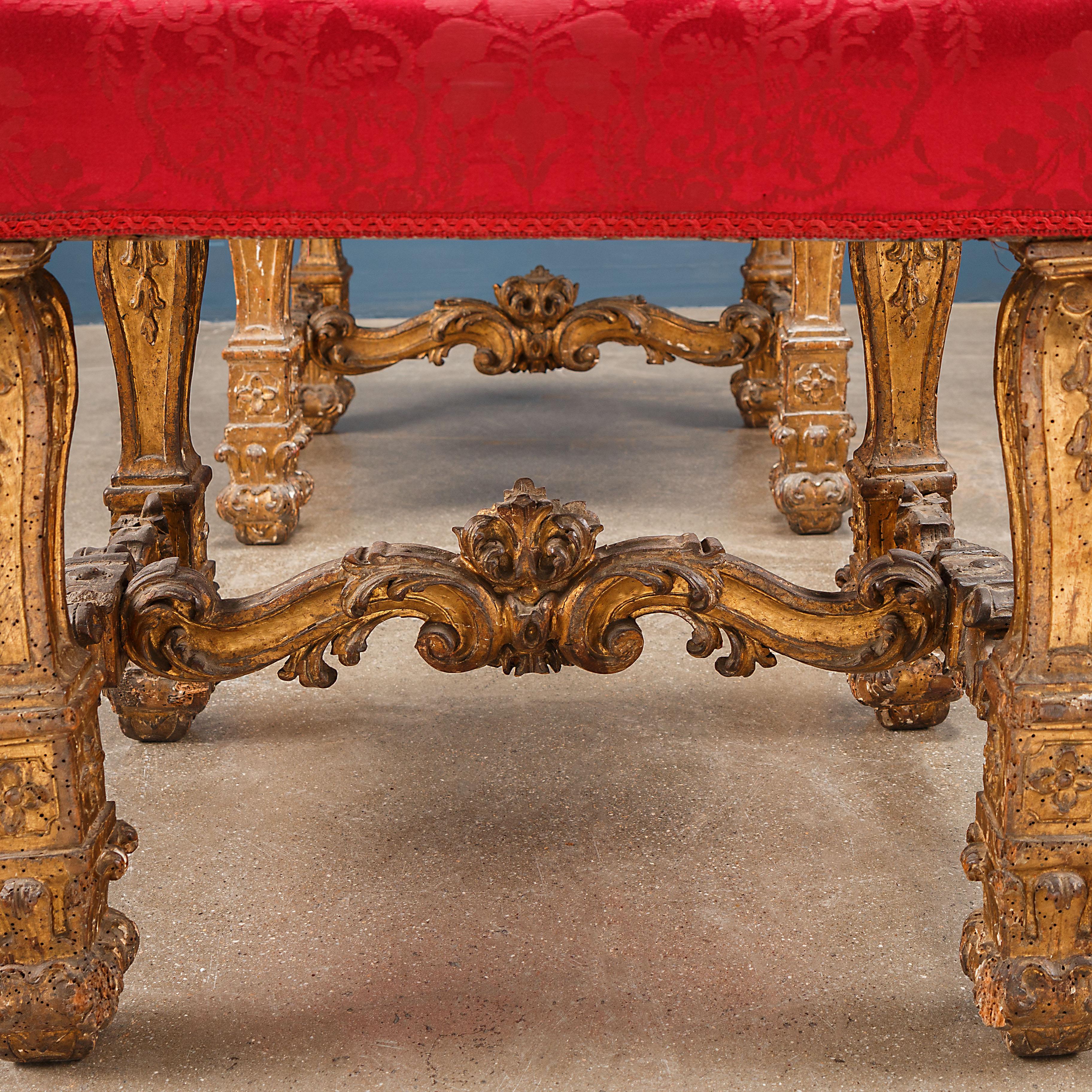 18th Century and Earlier Couple of Baroque Stools Wood Italy XVII Century