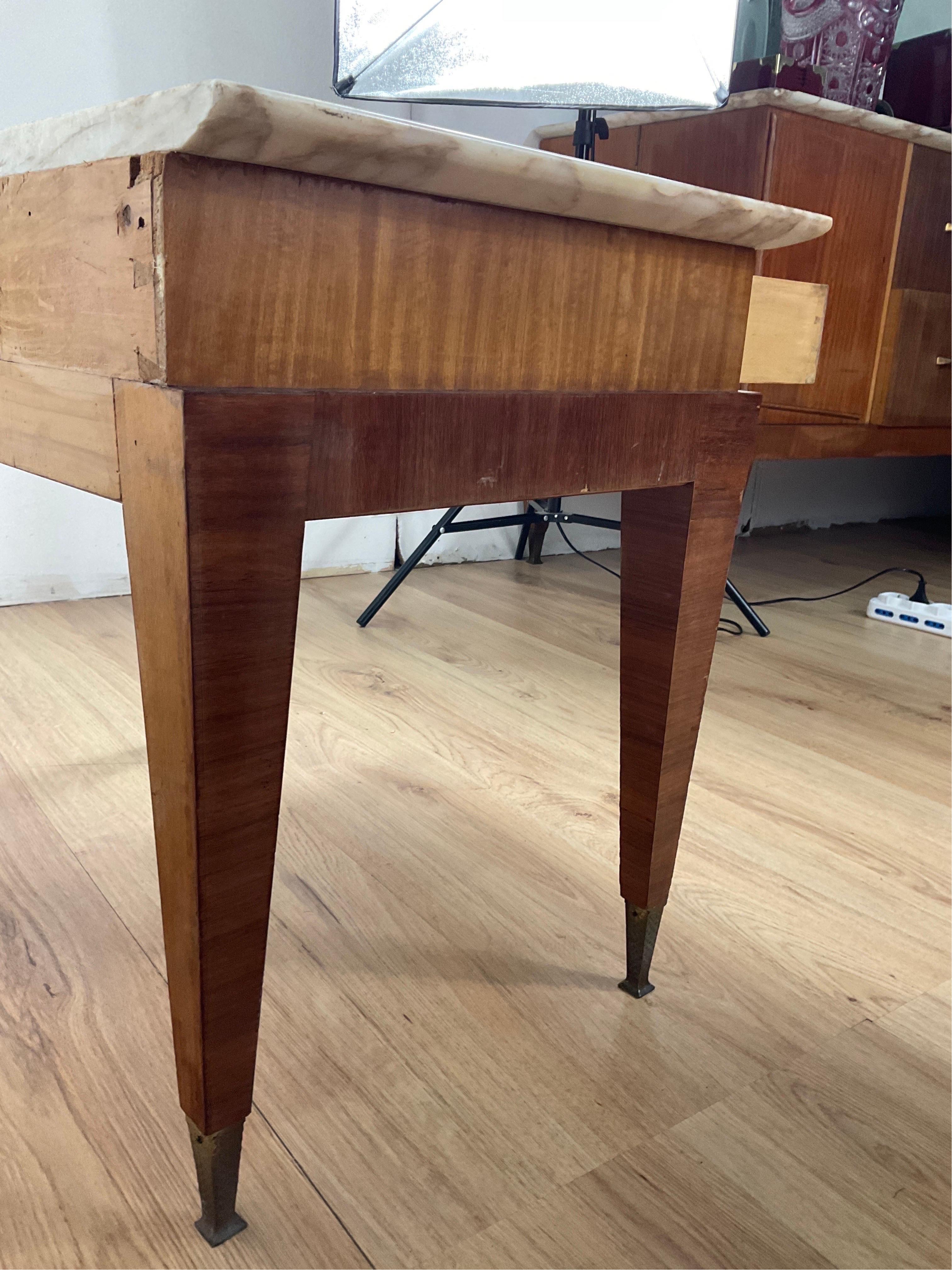 Couple of Bedside Tables with Drawer and Marble Top by Paolo Buffa For Sale 8