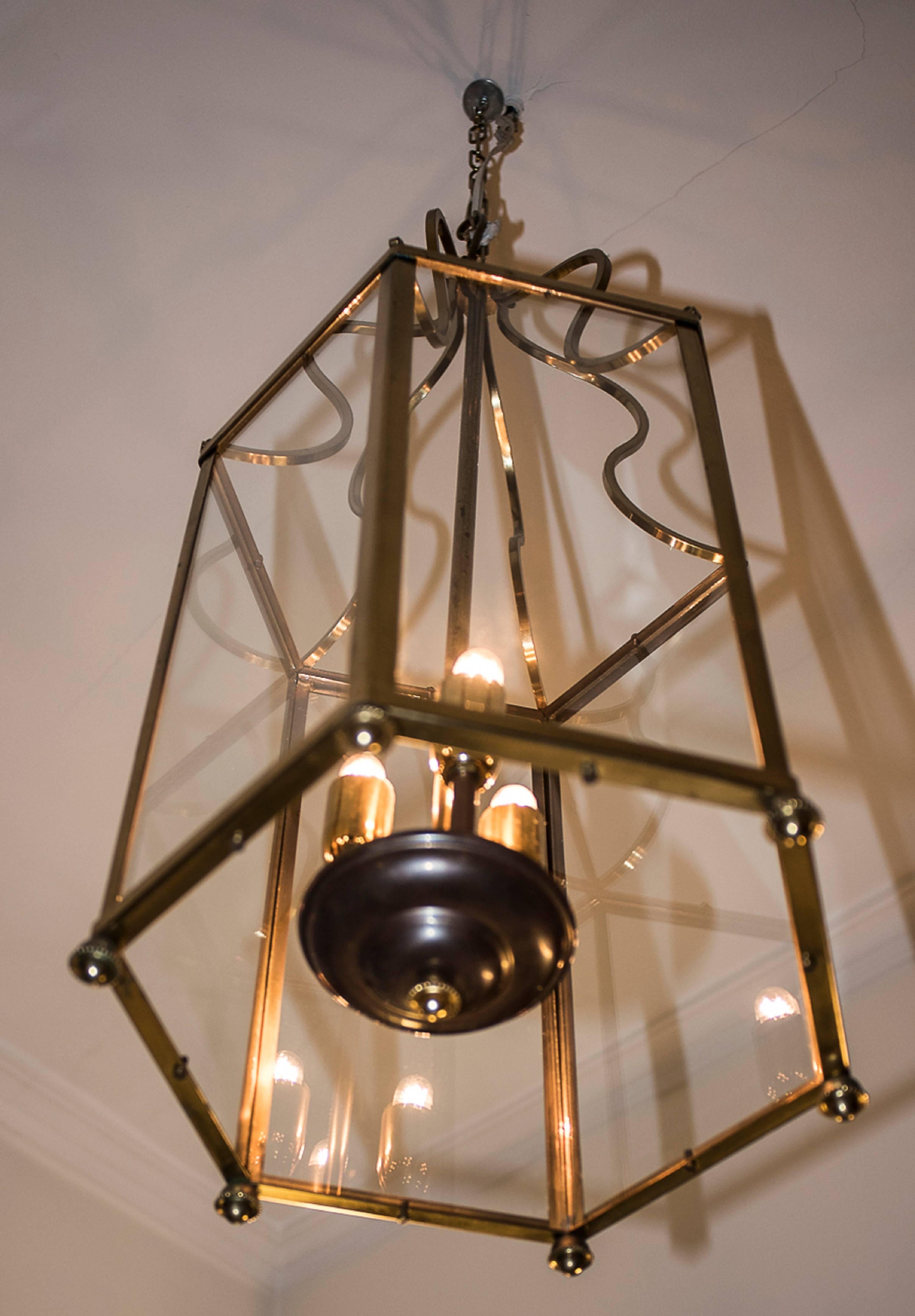 Late 19th Century S XIX Couple of Bronze and Glass Lantern from a Private English Collection, 