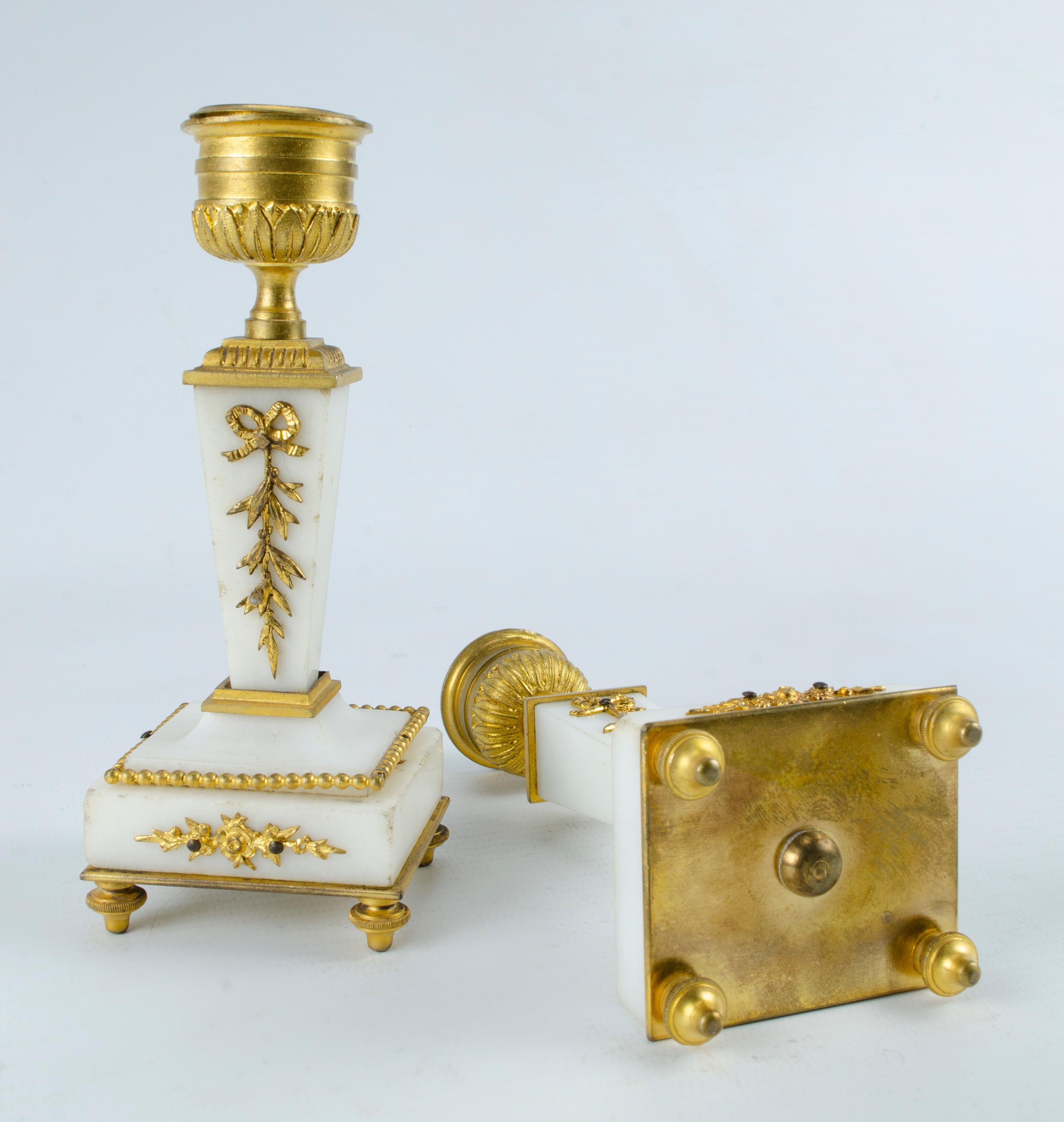 Paar Kerzenständer Style Empire (Bronze) im Angebot