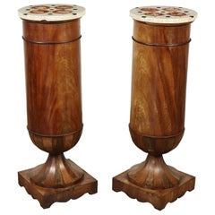 Used Couple of Columns with Marble Counters Mahogany, Italy, 19th Century