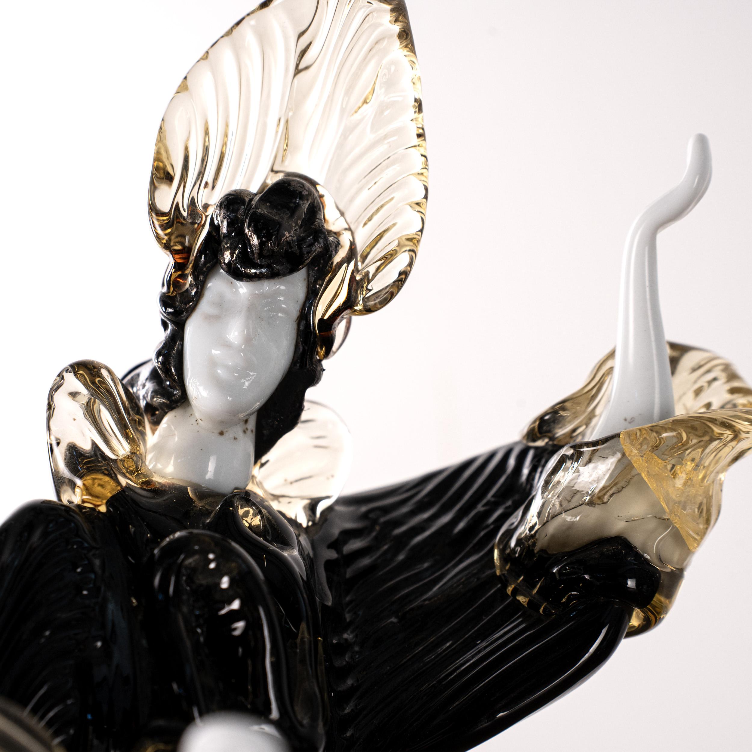 Couple of dancers Sculpture in Blue and Black Murano glass, Italy in stock For Sale 5