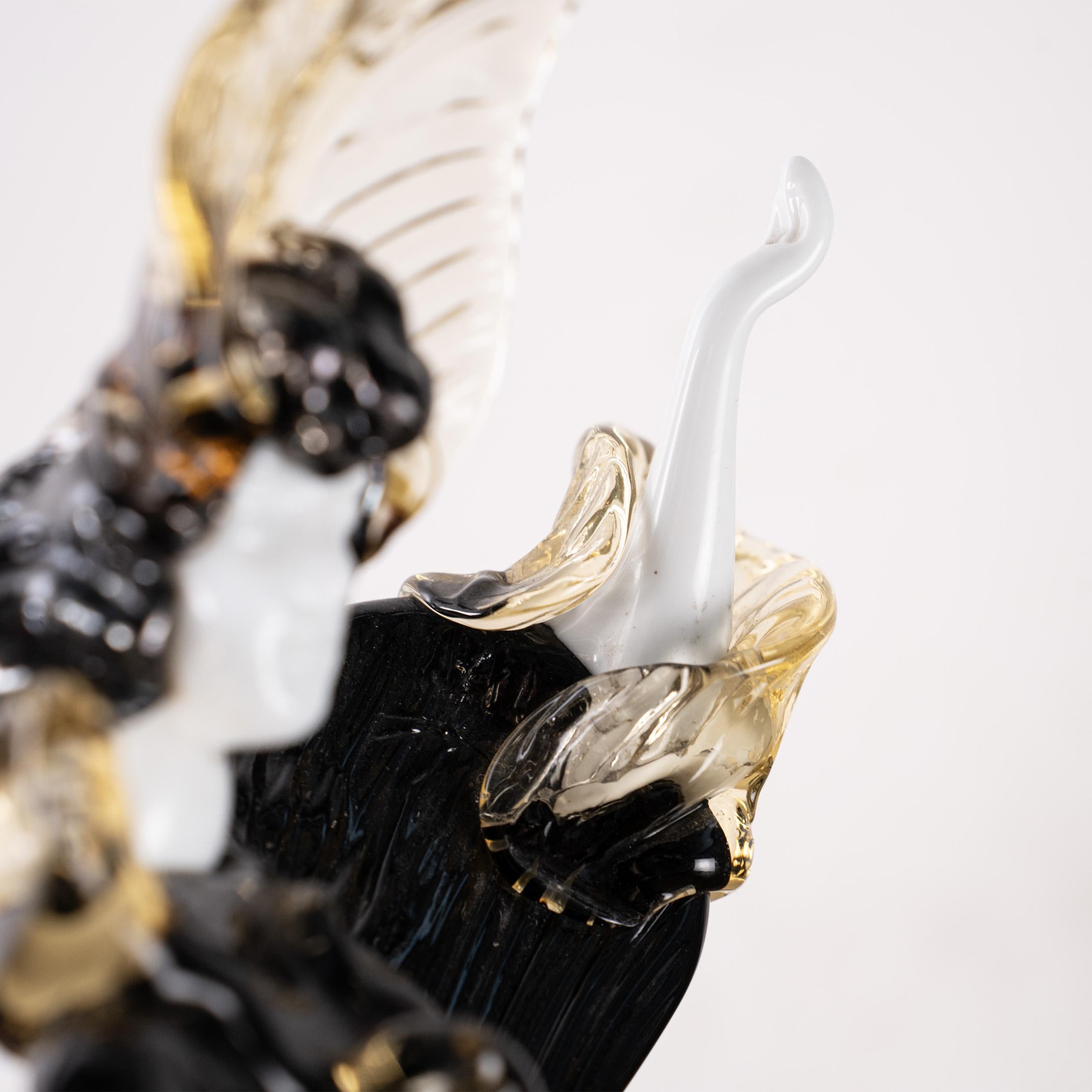 Couple of dancers Sculpture in Blue and Black Murano glass, Italy in stock For Sale 8