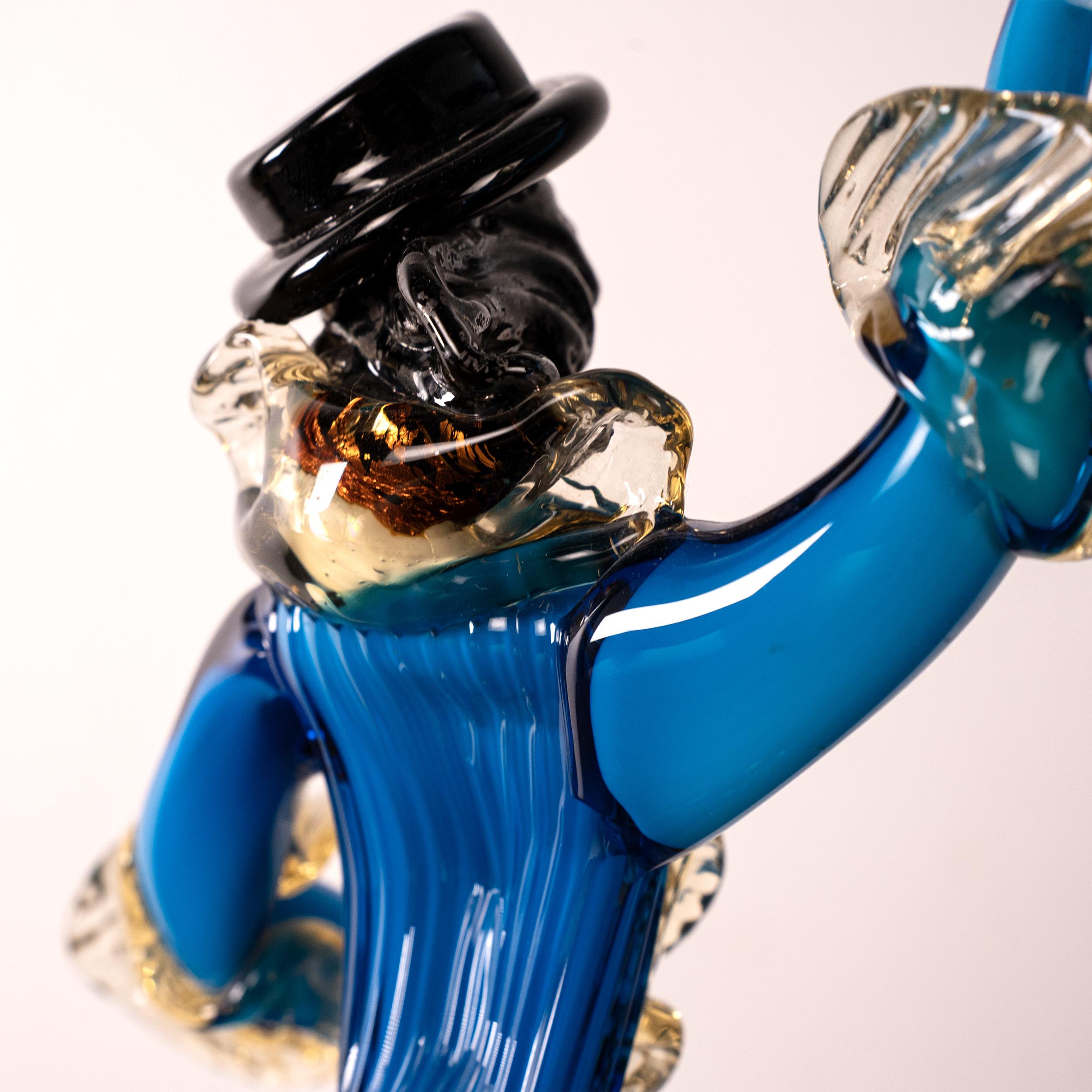 Couple of dancers Sculpture in Blue and Black Murano glass, Italy in stock In Good Condition For Sale In Venezia, IT