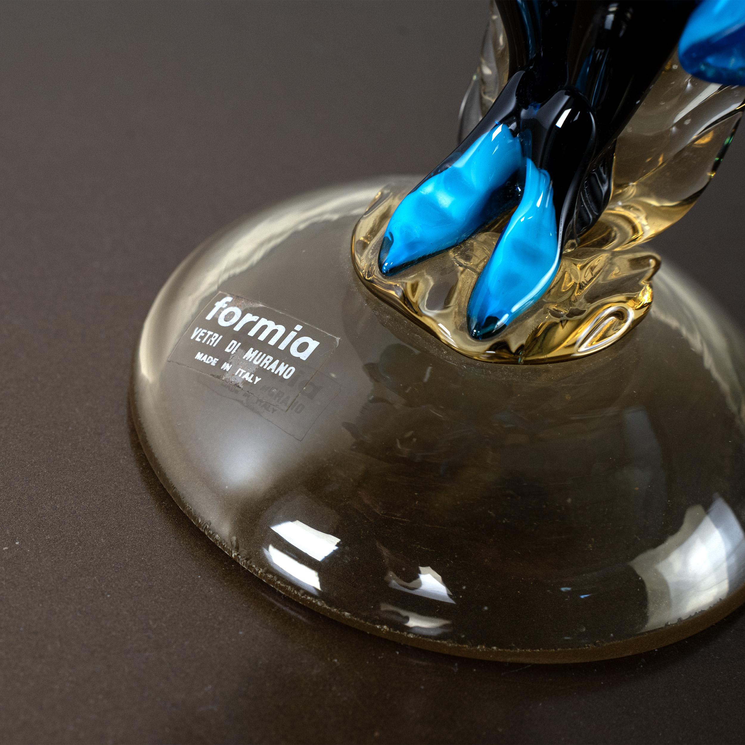 Murano Glass Couple of dancers Sculpture in Blue and Black Murano glass, Italy in stock For Sale