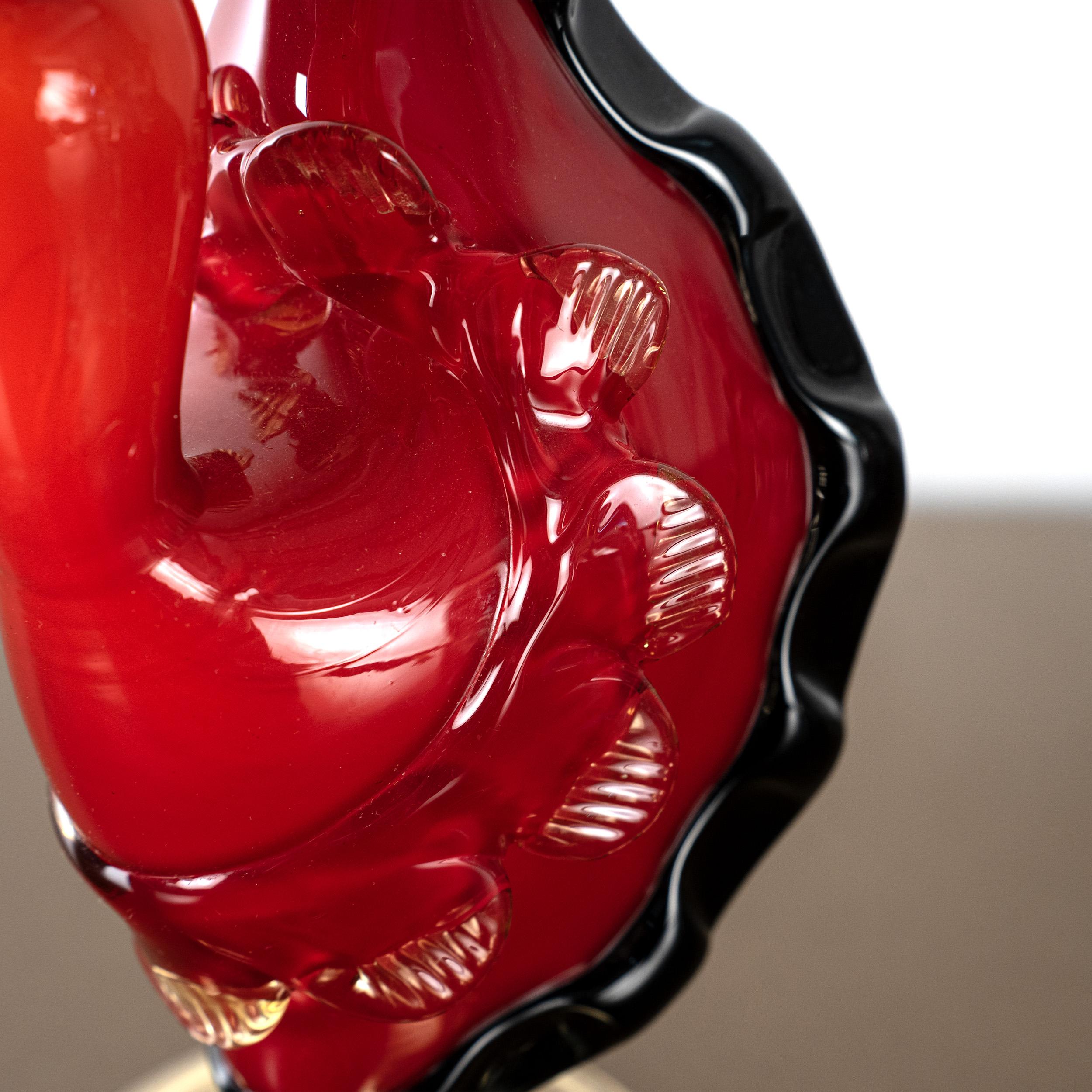 Couple of dancers Sculpture Red and Black original Murano glass, Italy in stock For Sale 6