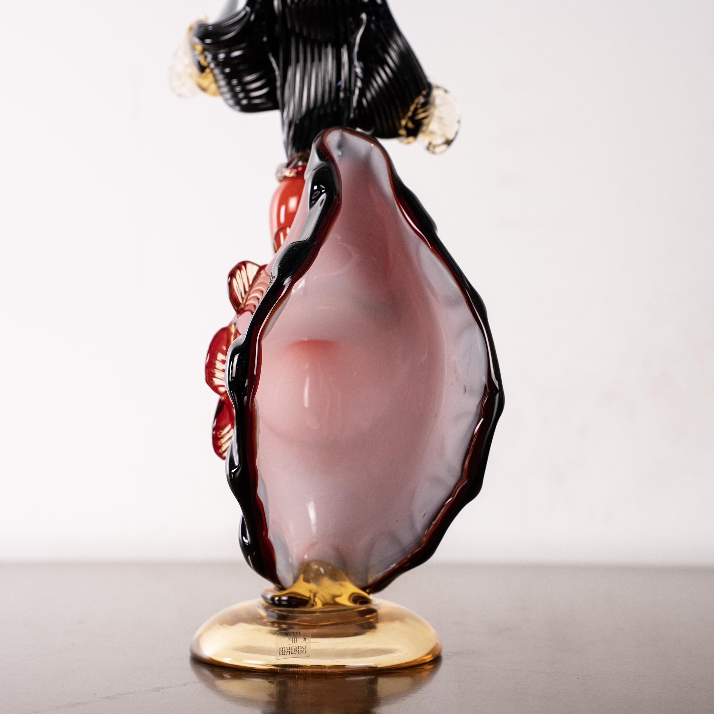 Couple of dancers Sculpture Red and Black original Murano glass, Italy in stock For Sale 7