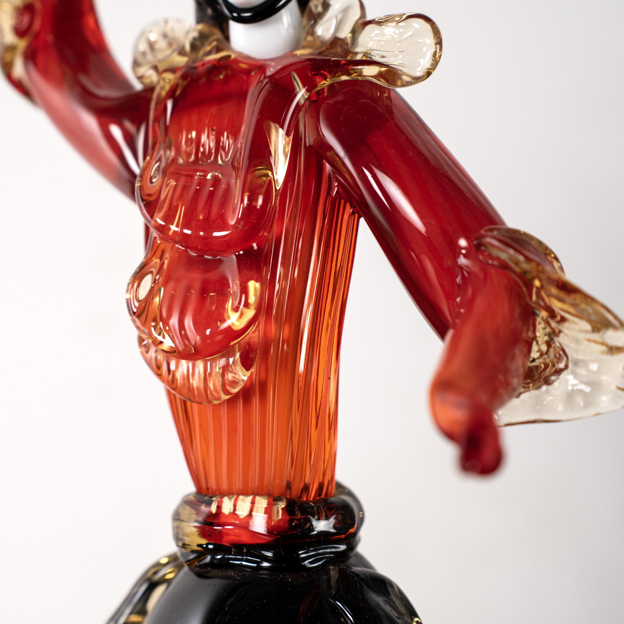 Couple of dancers Sculpture Red and Black original Murano glass, Italy in stock In Good Condition For Sale In Venezia, IT