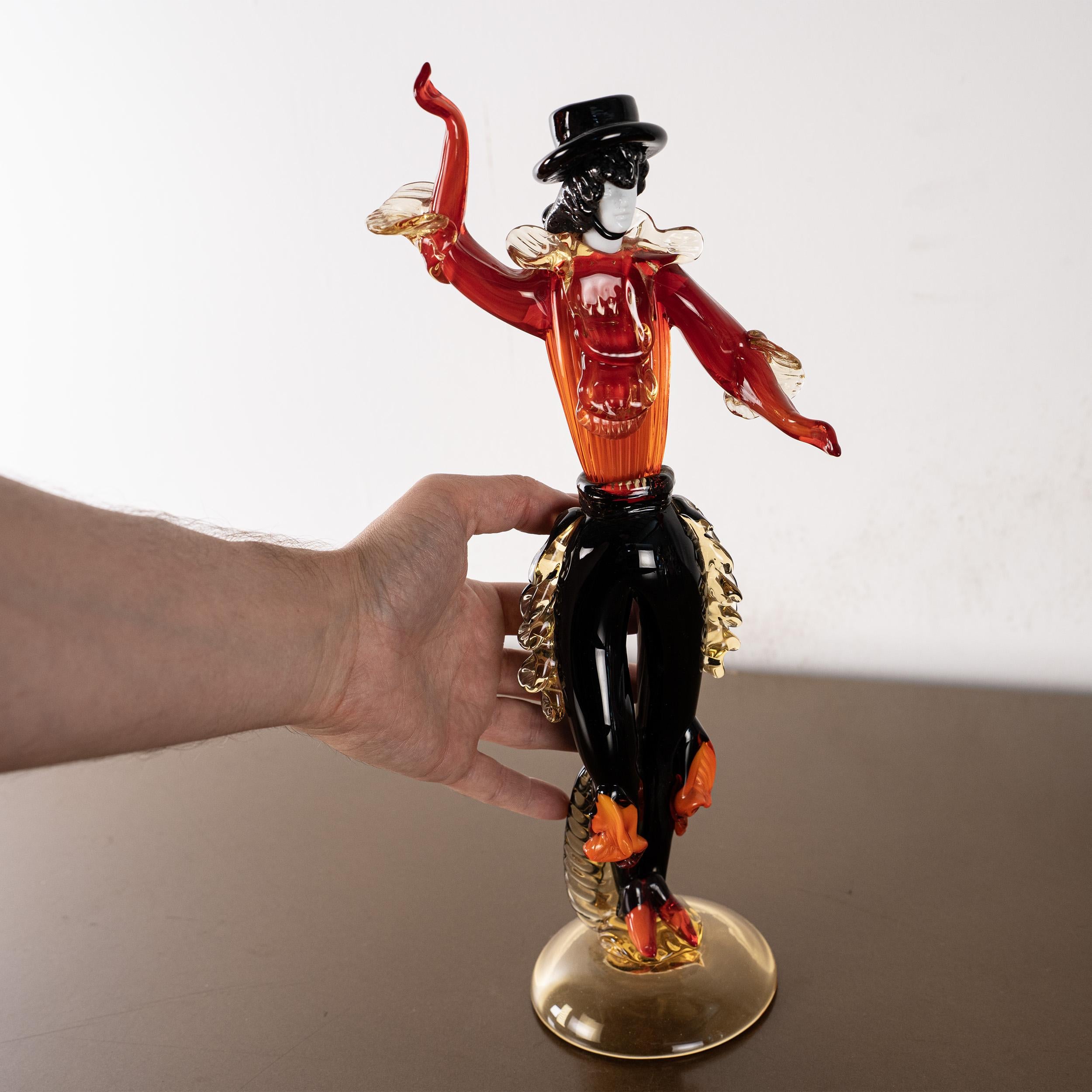 Couple of dancers Sculpture Red and Black original Murano glass, Italy in stock For Sale 2