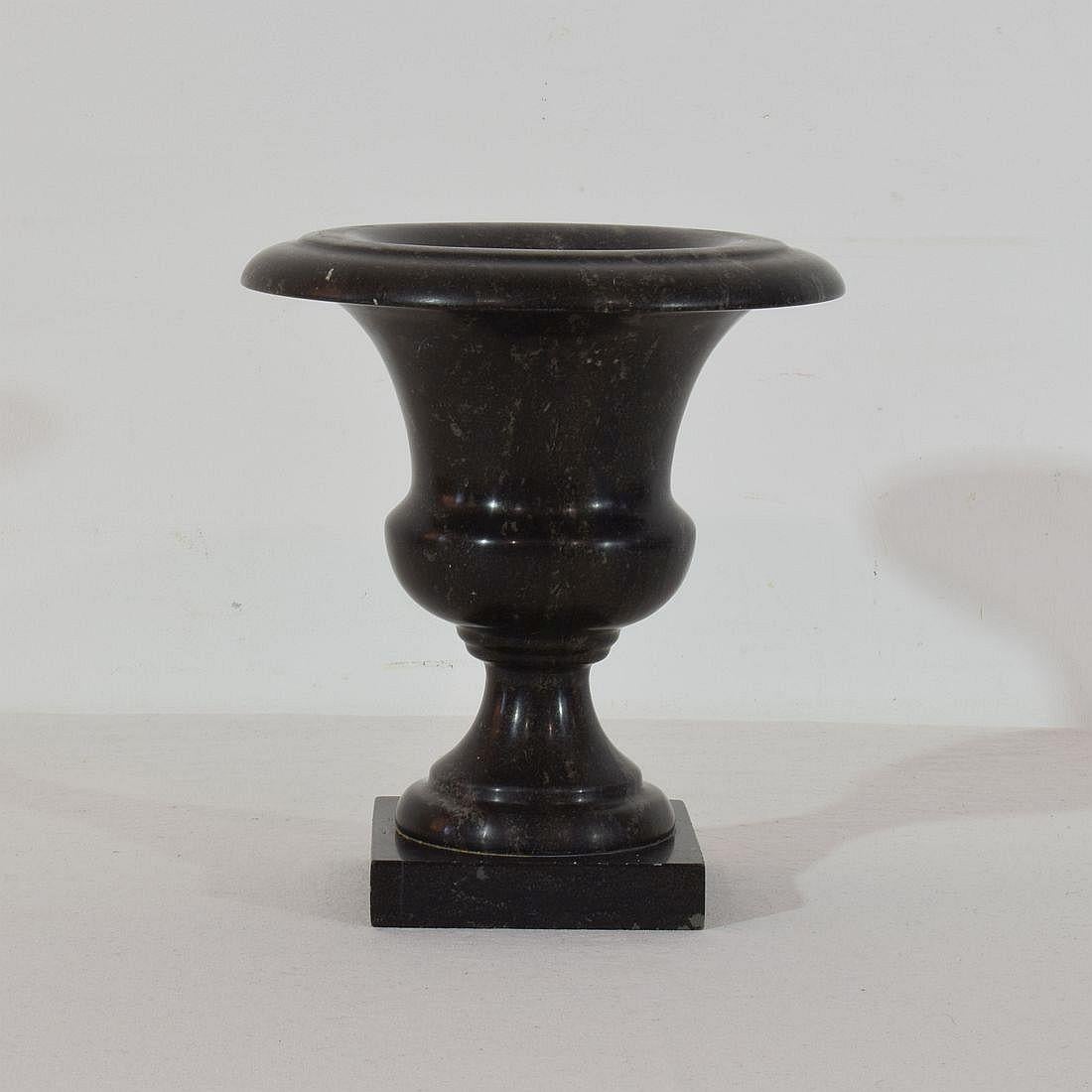 Couple of French 19th Century Black Marble Vases or Urns 2
