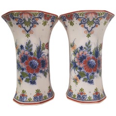 Couple of Hand-Painted Zenith Gouda Porcelain Vases