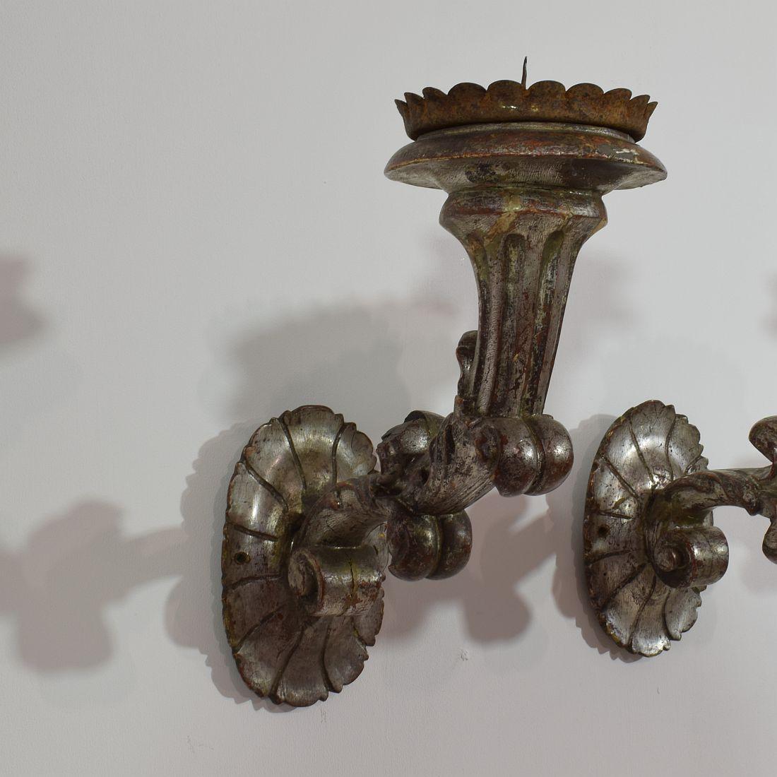 Couple of Italian 19th Century Baroque Style Candleholders or Sconces 5