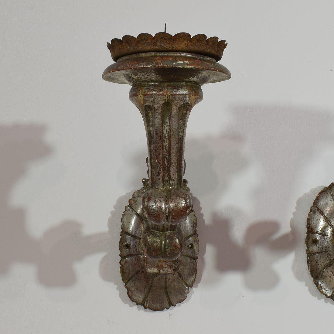 Couple of Italian 19th Century Baroque Style Candleholders or Sconces 6