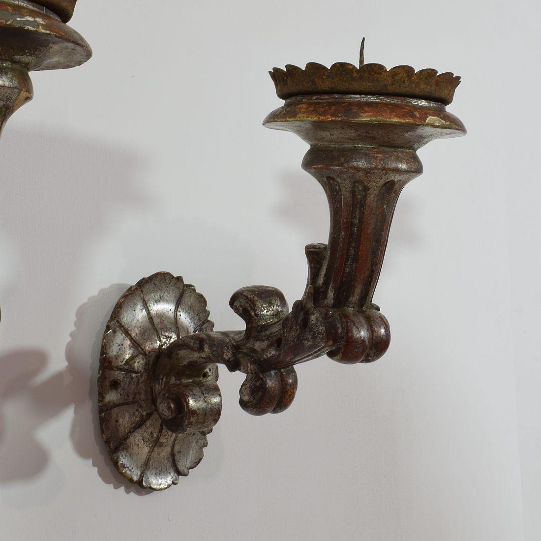 Couple of Italian 19th Century Baroque Style Candleholders or Sconces 9
