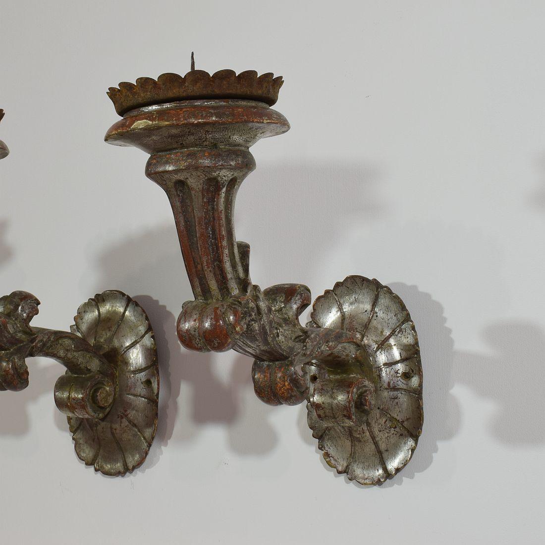 Couple of Italian 19th Century Baroque Style Candleholders or Sconces 11