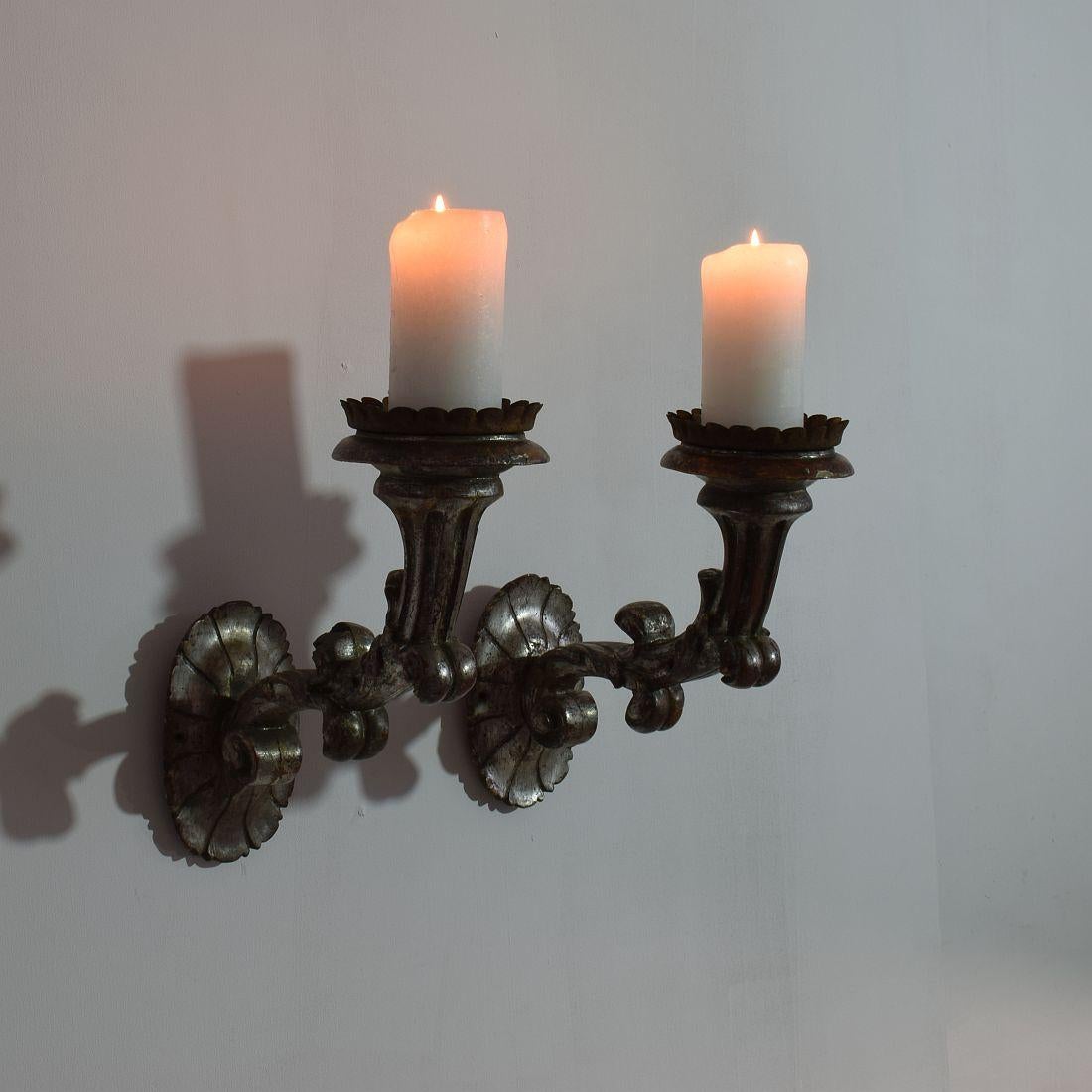 Couple of Italian 19th Century Baroque Style Candleholders or Sconces In Good Condition In Buisson, FR