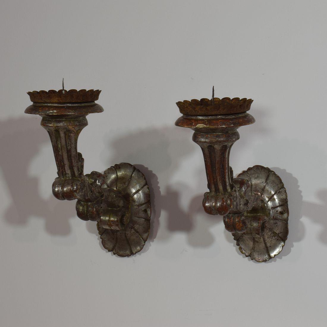 Couple of Italian 19th Century Baroque Style Candleholders or Sconces 1