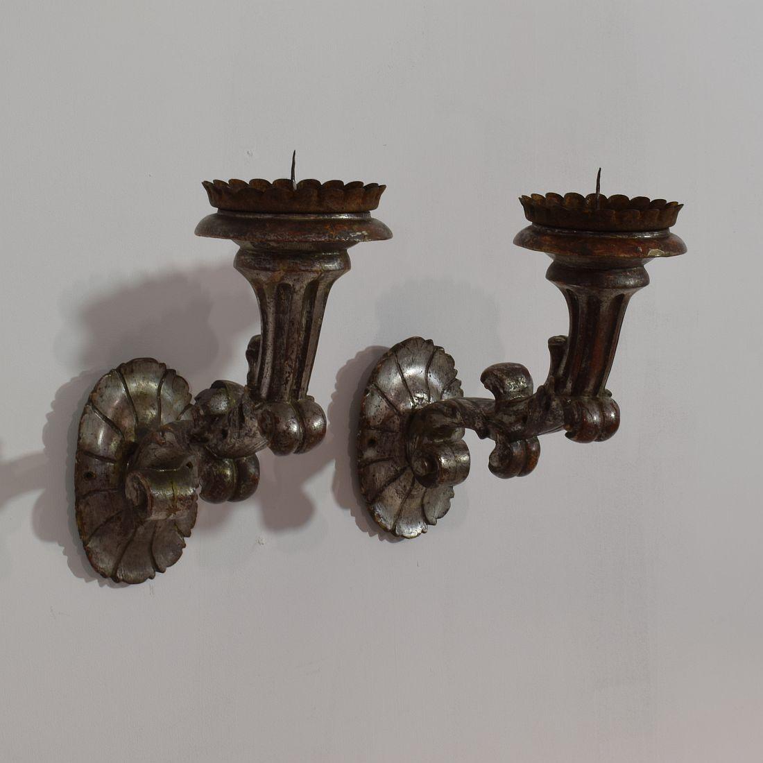 Couple of Italian 19th Century Baroque Style Candleholders or Sconces 3