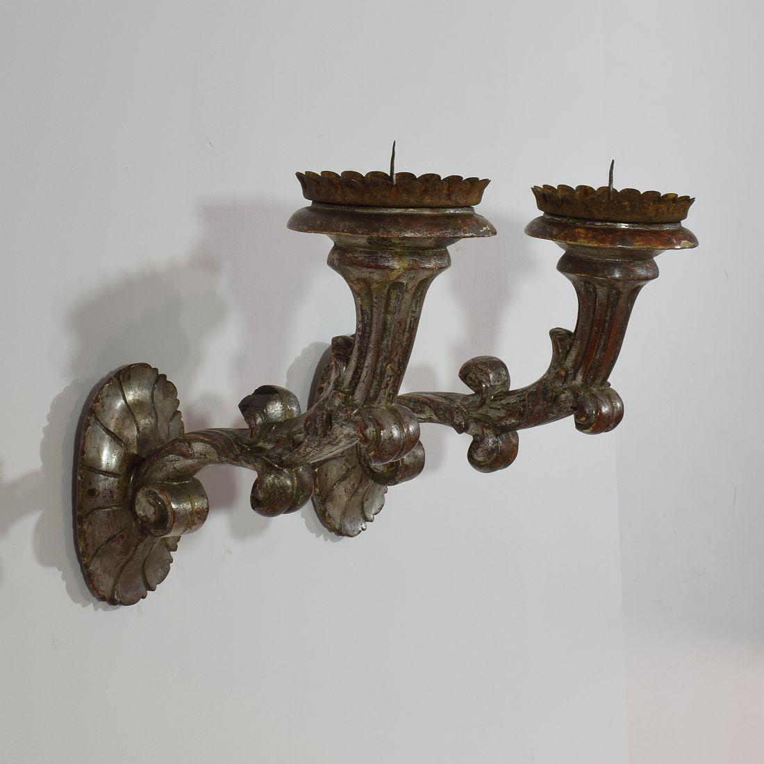 Couple of Italian 19th Century Baroque Style Candleholders or Sconces 4
