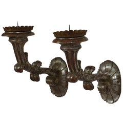 Antique Couple of Italian 19th Century Baroque Style Candleholders or Sconces