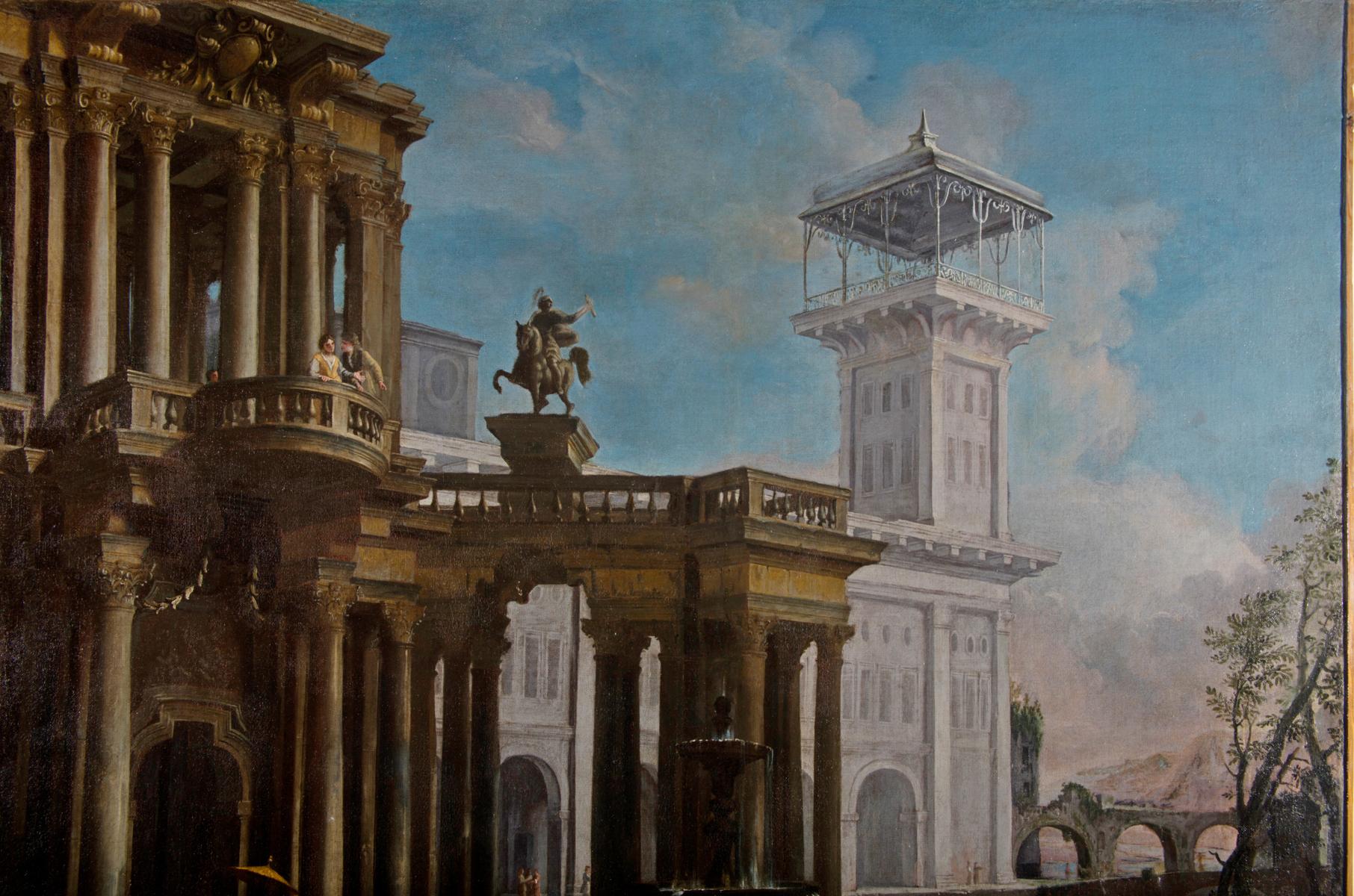 Couple of Italian Paintings Depicting Capricci, Francesco Aviani ‘1662-1715’ For Sale 6