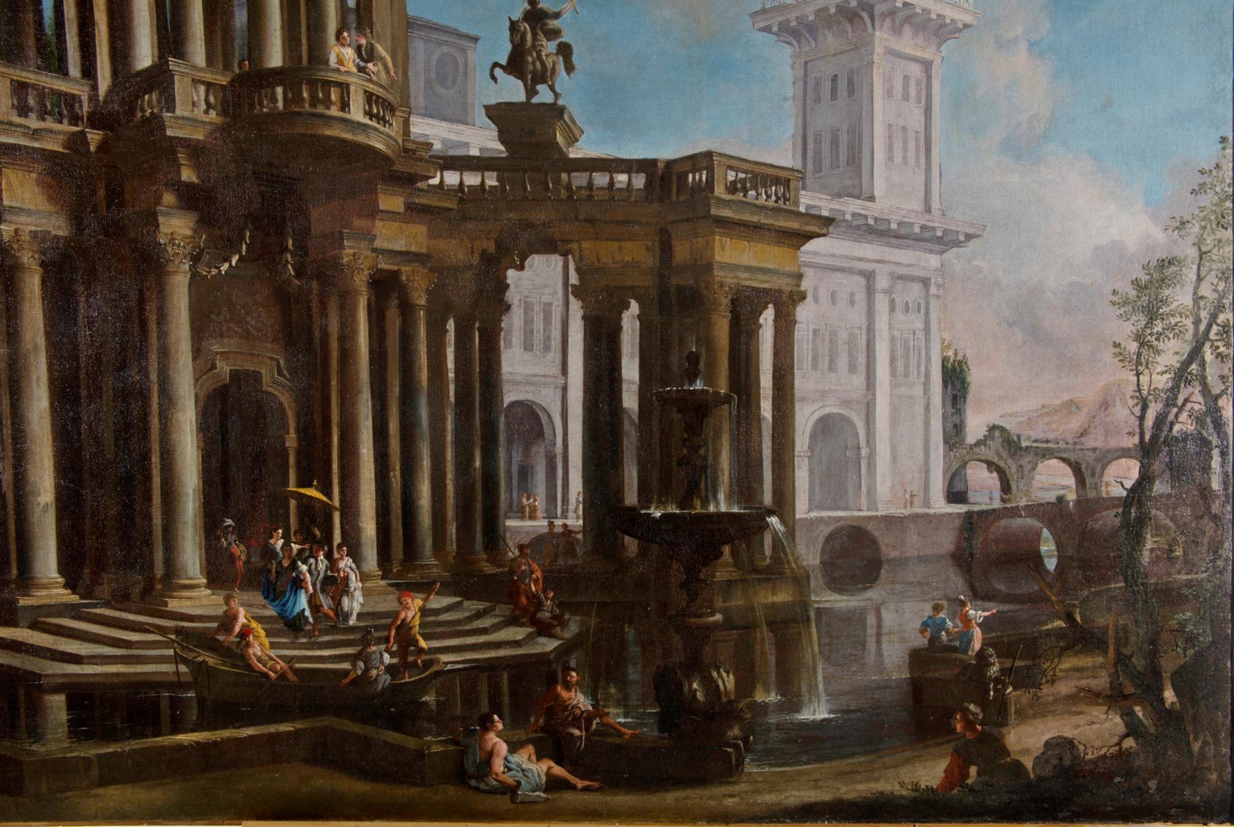 Couple of Italian Paintings Depicting Capricci, Francesco Aviani ‘1662-1715’ For Sale 7