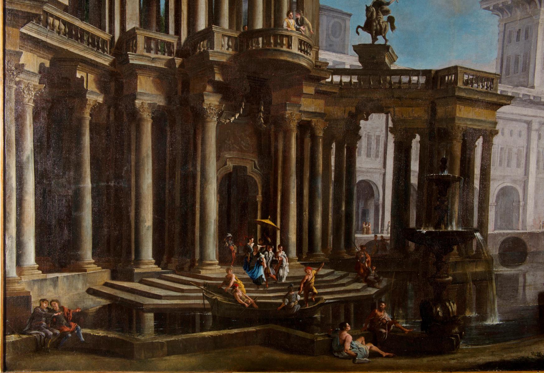 Couple of Italian Paintings Depicting Capricci, Francesco Aviani ‘1662-1715’ For Sale 8
