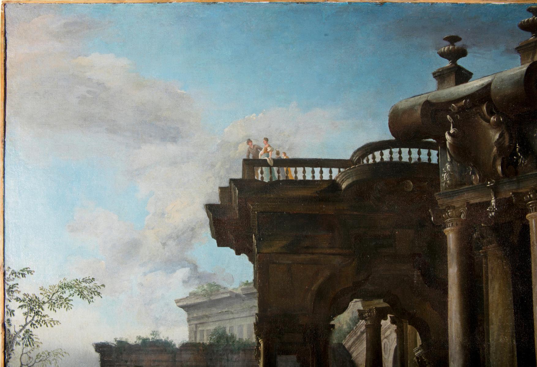 Couple of Italian Paintings Depicting Capricci, Francesco Aviani ‘1662-1715’ For Sale 10