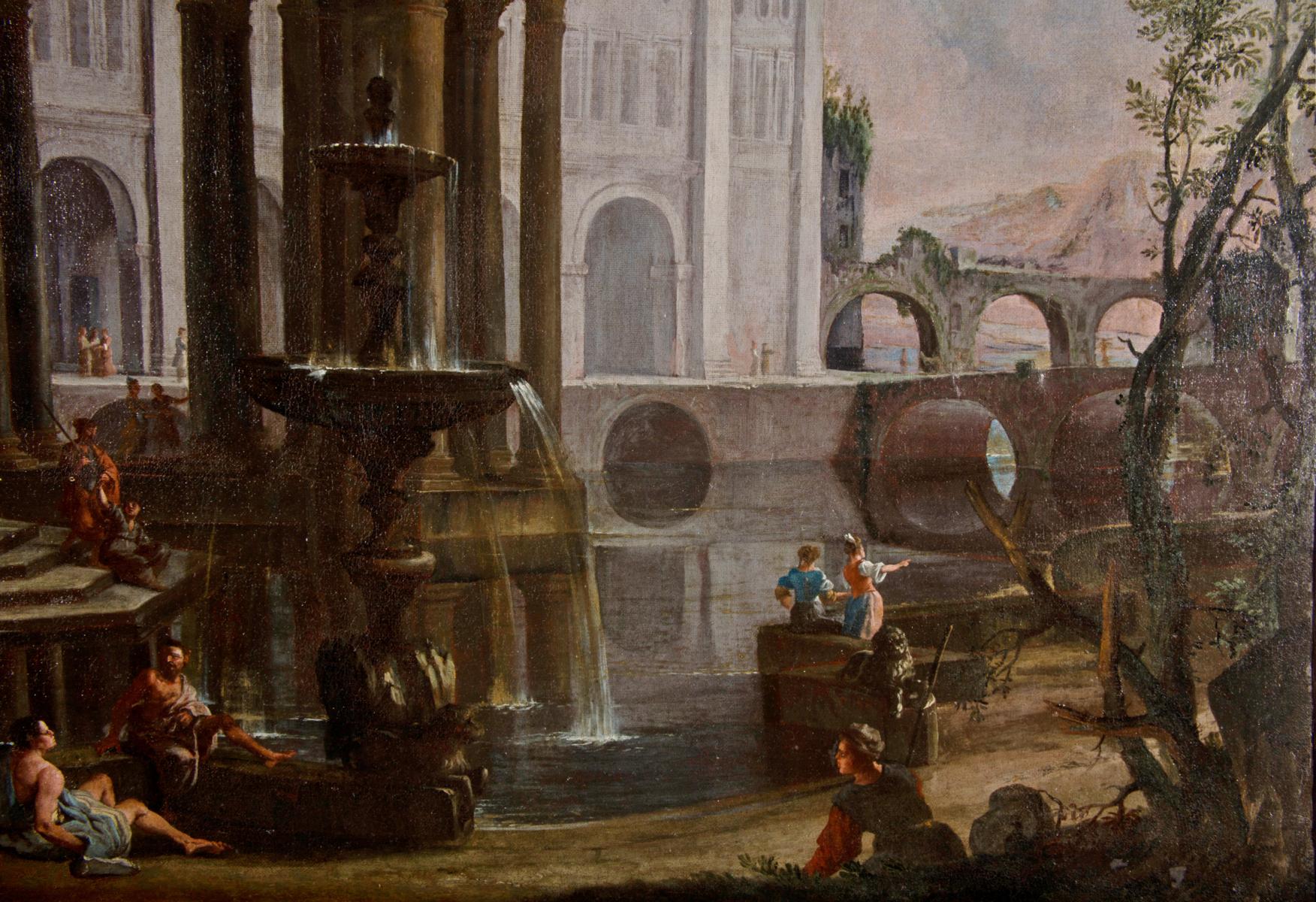 Couple of Italian Paintings Depicting Capricci, Francesco Aviani ‘1662-1715’ For Sale 1