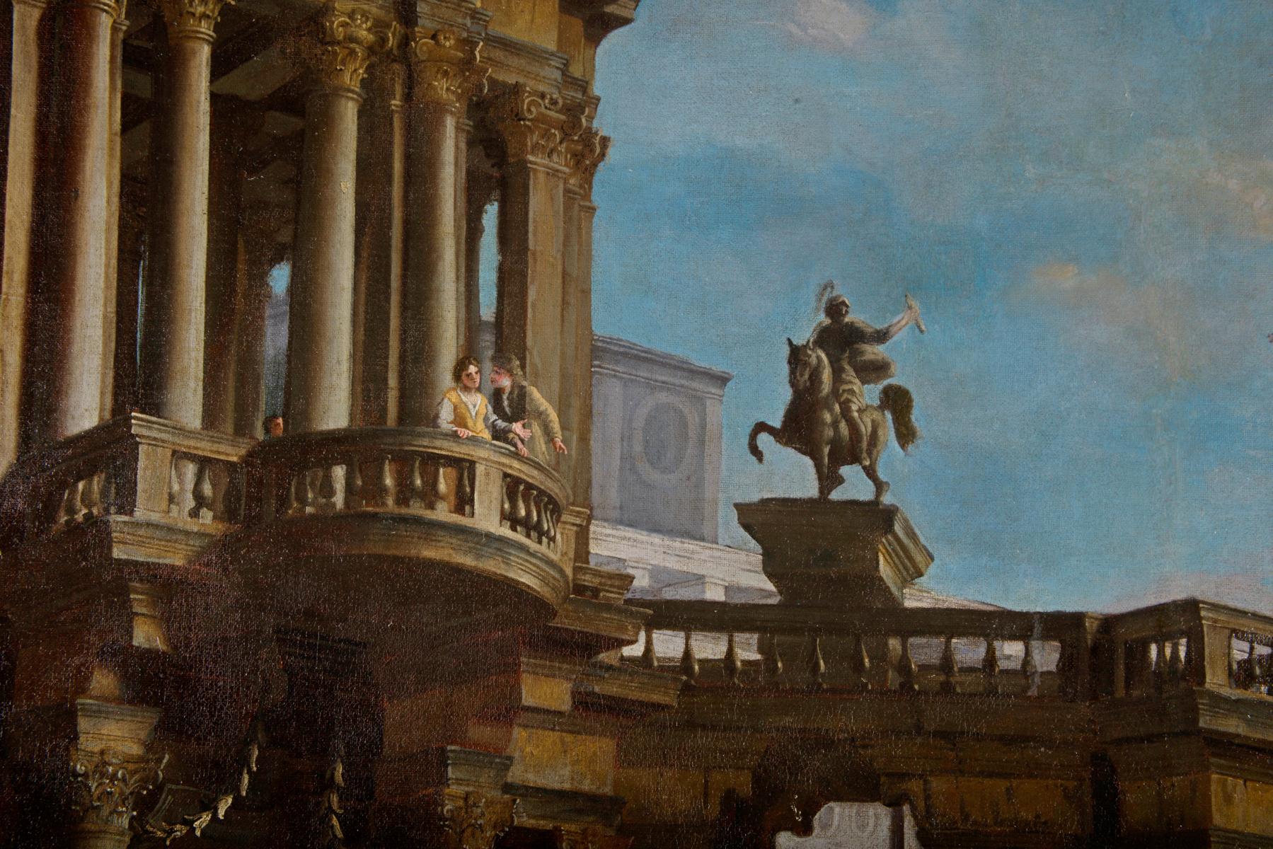 Couple of Italian Paintings Depicting Capricci, Francesco Aviani ‘1662-1715’ For Sale 2
