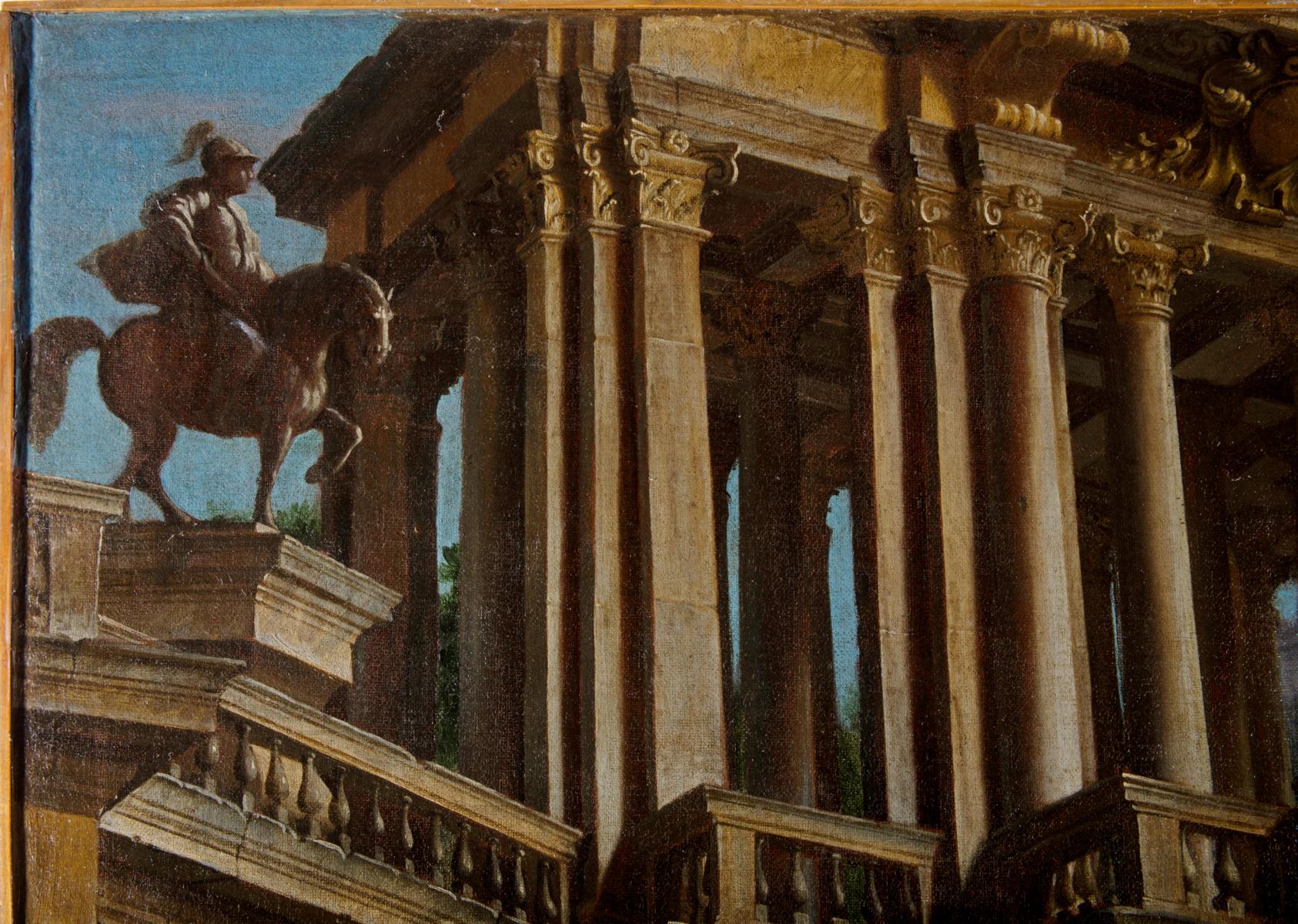 Couple of Italian Paintings Depicting Capricci, Francesco Aviani ‘1662-1715’ For Sale 3