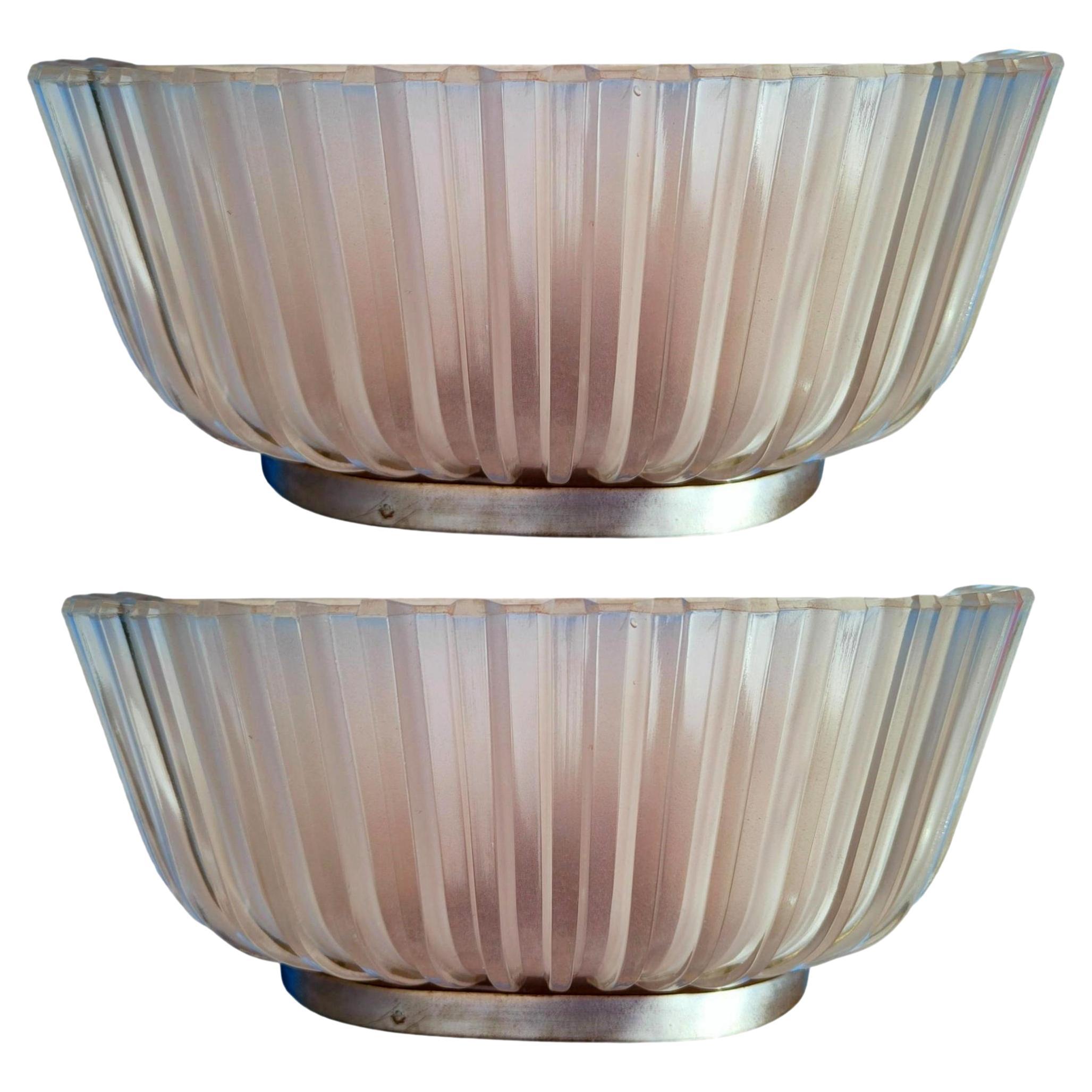 Couple of Italian Wall Lamps Design Archimede Seguso 1930 Murano Glass For Sale