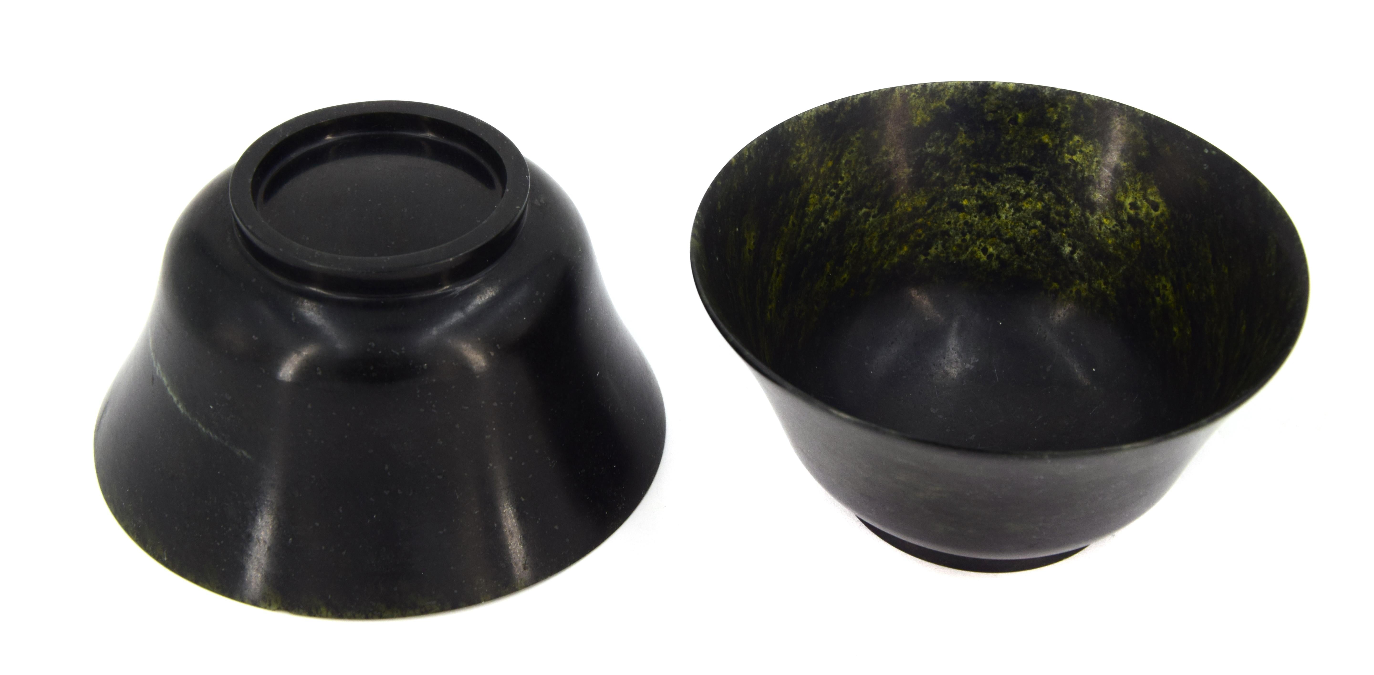 Modern Pair of Jade Chinese Bowls, 19th Century For Sale