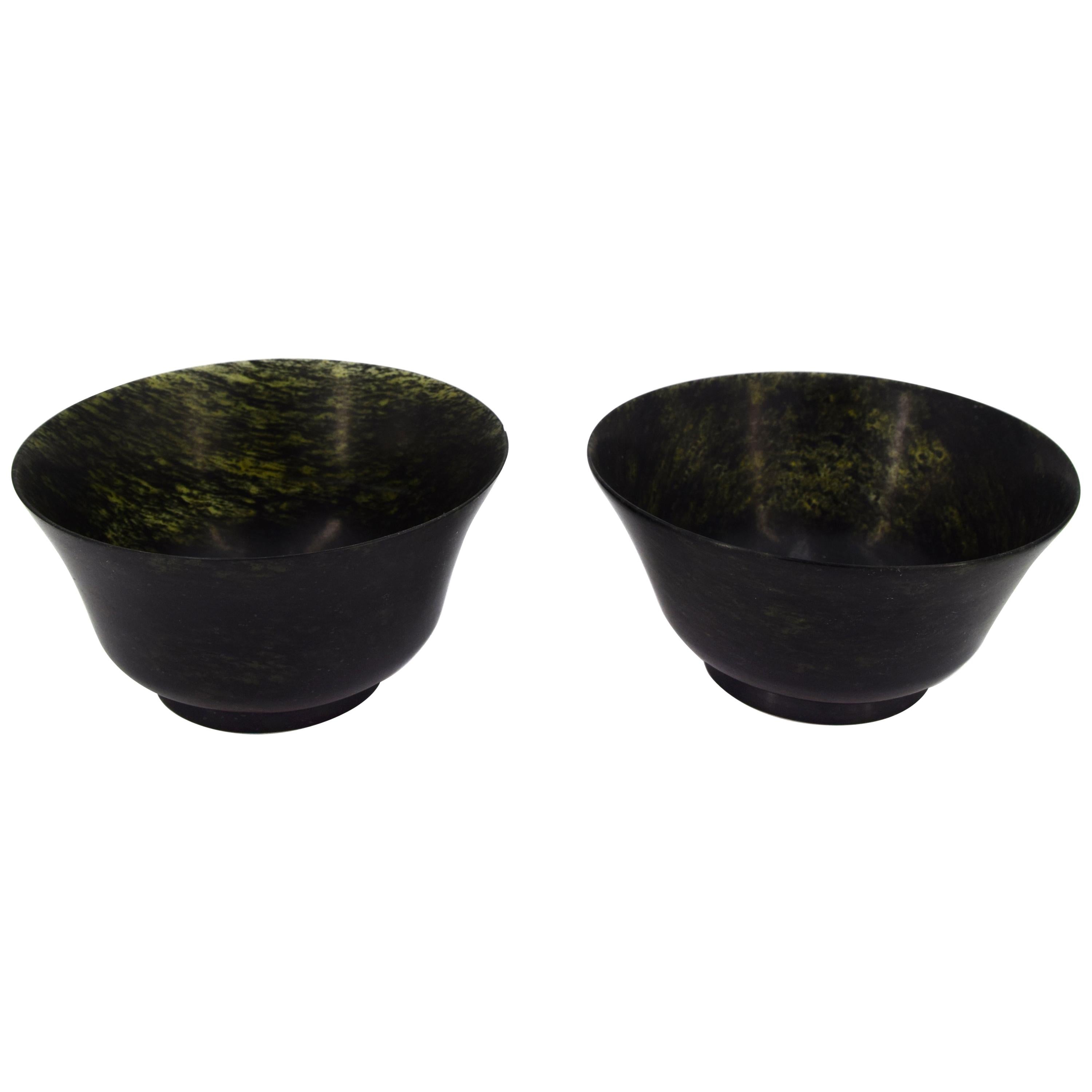 Pair of Jade Chinese Bowls, 19th Century For Sale