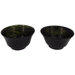Antique Pair of Jade Chinese Bowls, 19th Century