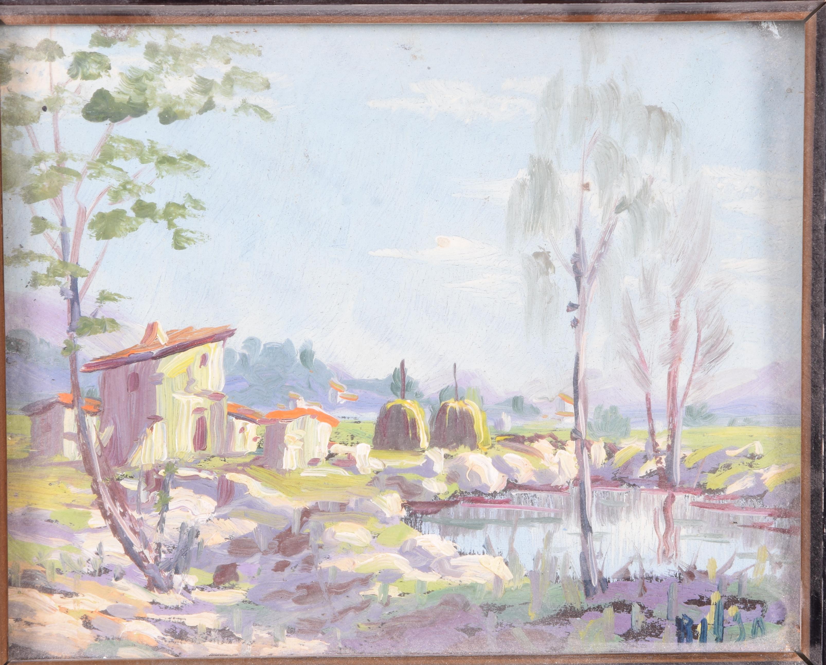 Paar Landschaftsgemälde. Öl auf Leinwand. Spanische Schule (BILSO), 20. Jahrhundert. (Sonstiges) im Angebot