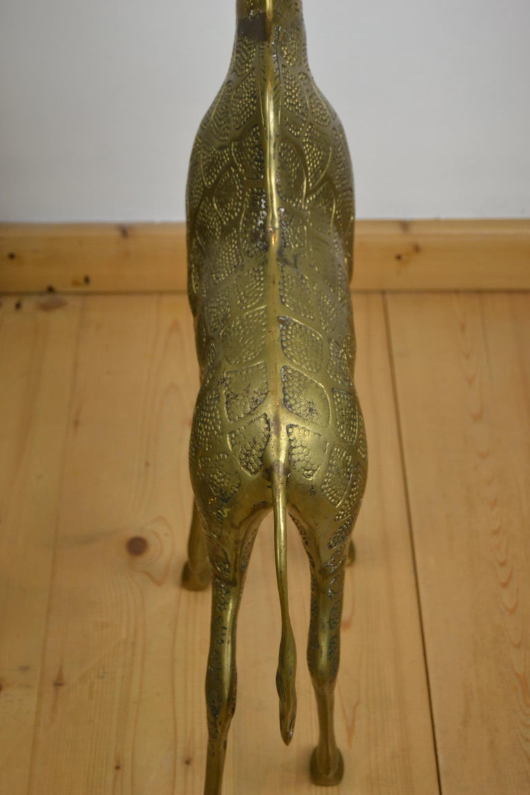 Couple of Large Brass Giraffe Floor Sculptures, Hollywood Regency