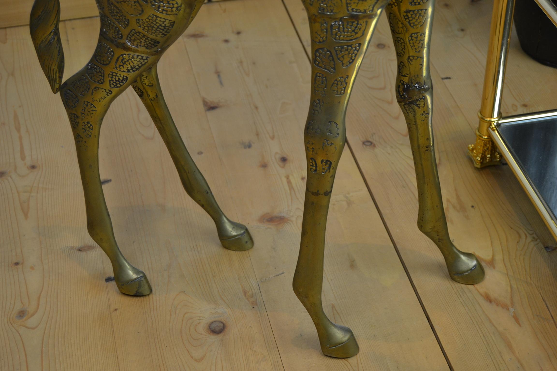Couple of Large Brass Giraffe Floor Sculptures, Hollywood Regency, 1970s 6