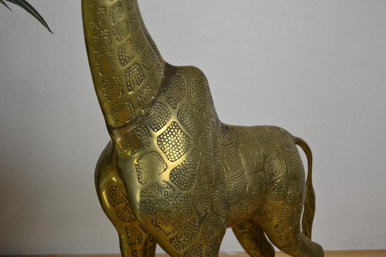 Couple of Large Brass Giraffe Floor Sculptures, Hollywood Regency