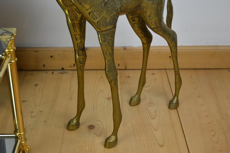 Couple of Large Brass Giraffe Floor Sculptures, Hollywood Regency