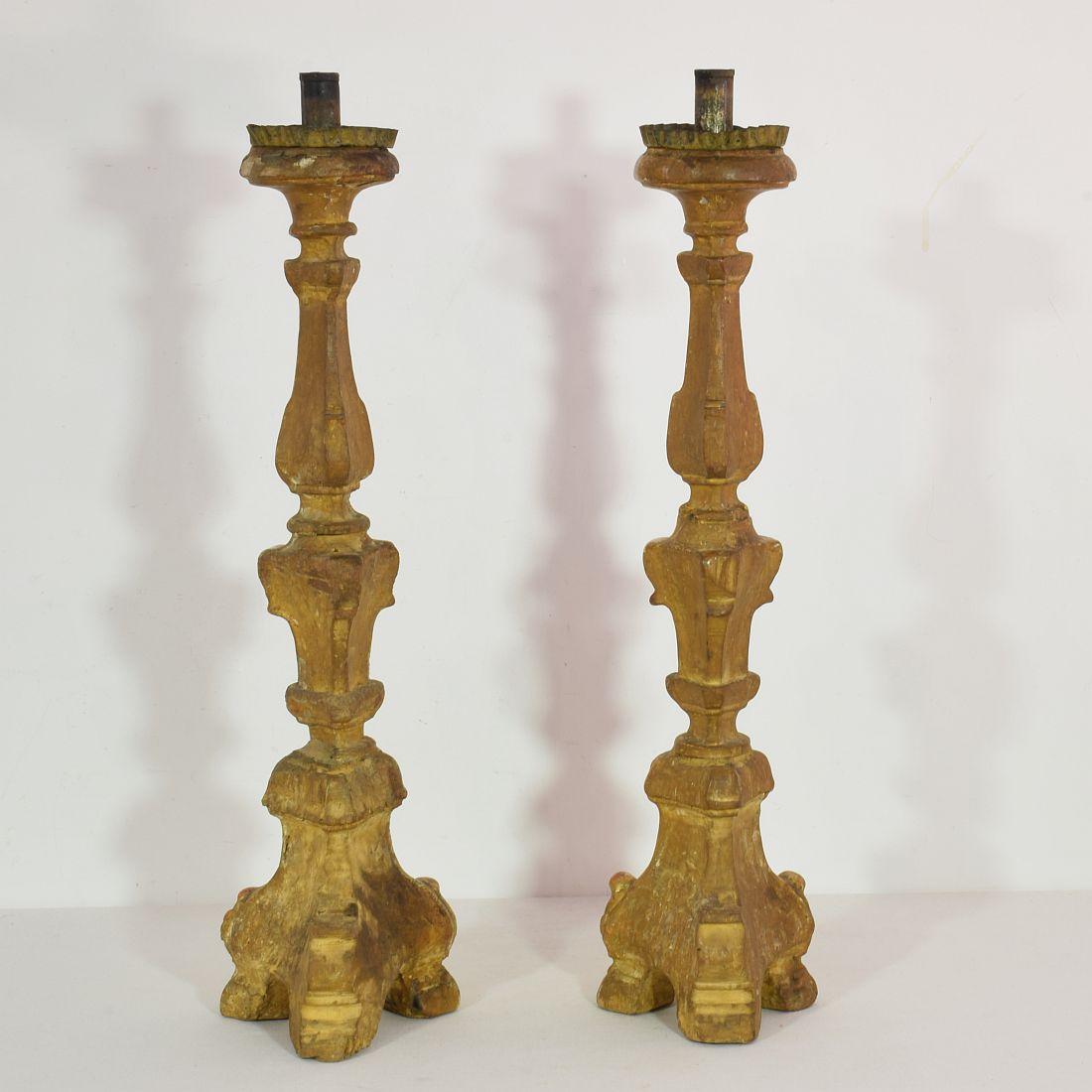 Couple of Late 18th Century Italian Neoclassical Giltwood Candleholders 2