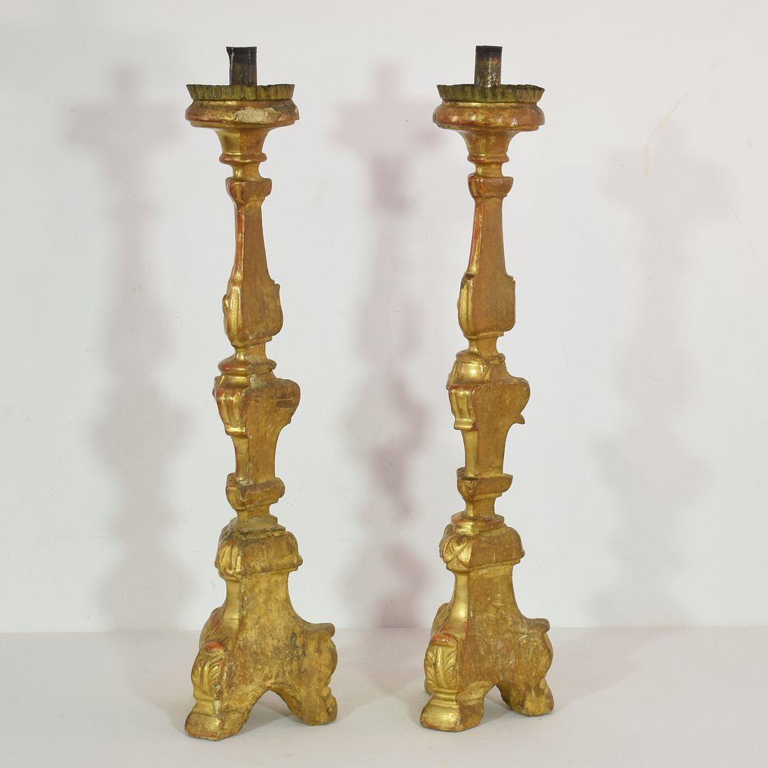 Couple of Late 18th Century Italian Neoclassical Giltwood Candleholders 3