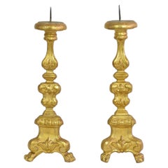 Couple of Late 18th Century Italian Neoclassical Giltwood Candleholders