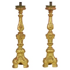 Couple of Late 18th Century Italian Neoclassical Giltwood Candleholders