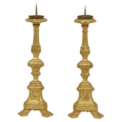 Couple of Late 18th Century Italian Neoclassical Giltwood Candleholders