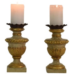 Couple of Late 18th Century Italian Neoclassical Giltwood Candlesticks
