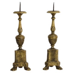 Couple of Late 18th Century Neoclassical Italian Silvered Candlesticks